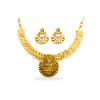 Gold Plated Necklace With Lakshmi Dollar And Pearls