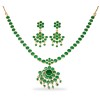 Gold Plated Necklace With Round Green Stones
