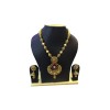 Gold Plated Necklace With Diamond Red Stone