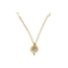 GOLD PLATED WITH WHITE BALLS VIOLET COLORDESIGN NECKLACE