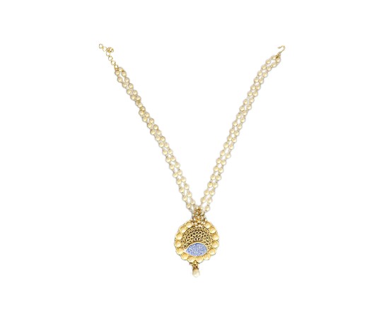 GOLD PLATED WITH WHITE BALLS VIOLET COLORDESIGN NECKLACE