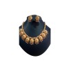 Gold Plated Small Rounded Necklace With Red Beads
