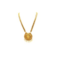 Gold Plated Big Round Necklace With Lakshmi and Pearls