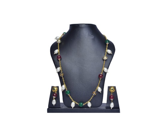 Chain With White Red & Green Beads