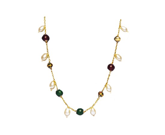 Chain With White Red & Green Beads