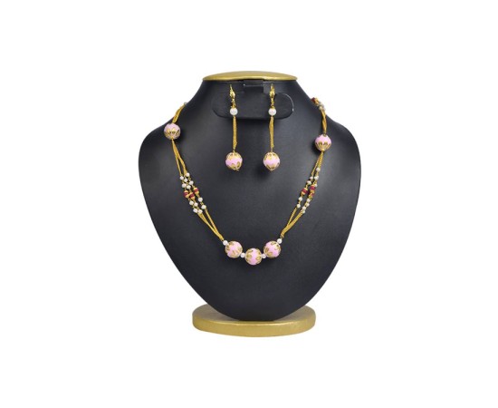  Pink Chain With White & Pink Beads