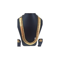Gold Plated Kaasu Maalai With Red Stones