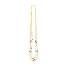 Gold plated with red and green white pearls necklace