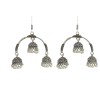 Oxidised chained Jhumka hanging with white pearls