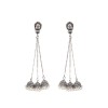 Oxidised chained Jhumka hanging with white pearls