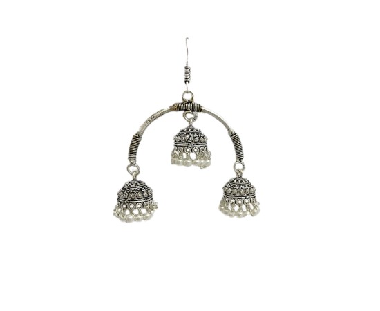 Oxidised big jhumkas with loop