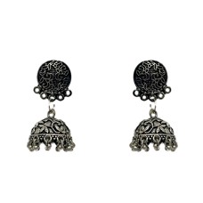Oxidised plain metal jhumkas