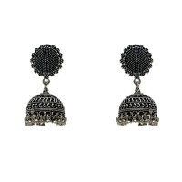Oxidised silver Jhumkas