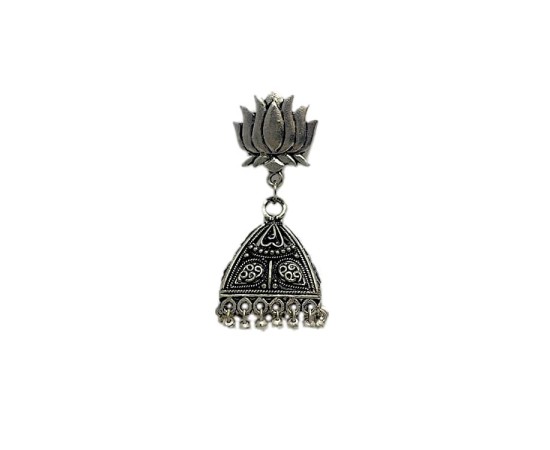 Oxidised Jhumkas with lotus