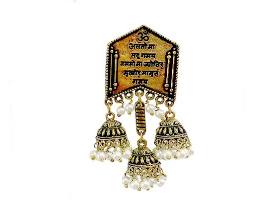 Oxidised big jhumkas with white pearls