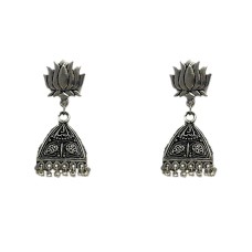Oxidised Jhumkas with lotus
