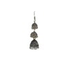 Oxidised long three layer jhumkas