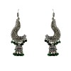 Oxidised Jhumkas with green beads