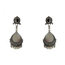 Oxidised long mirror jhumkas 
