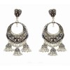 Oxidised classic jhumkas with white pearls