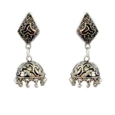 Oxidised small classic casual jhumkas 