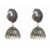 Oxidised classic jhumkas with peacock 