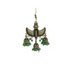 Oxidised gold jhumkas with green beads