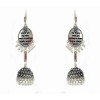 Oxidised long jhumkas with white pearls