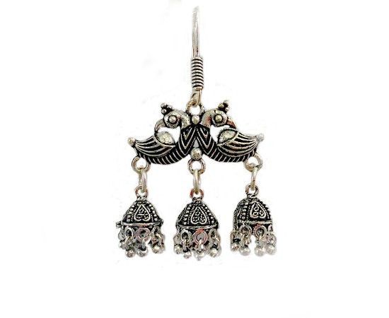 Oxidised Jhumkas with double parrot design