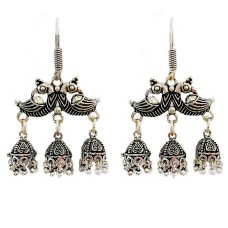 Oxidised Jhumkas with double parrot design