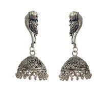 Oxidised jhumkas with parrot design