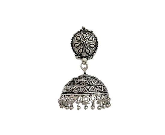 Oxidised silver casual jhumkas