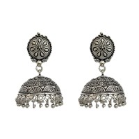 Oxidised silver casual jhumkas