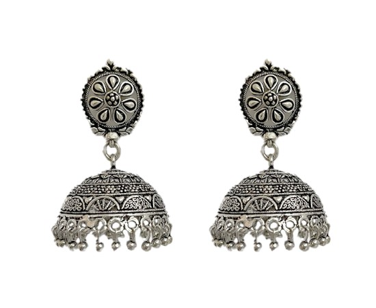 Oxidised silver casual jhumkas
