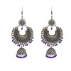 Oxidised big round jhumkas with blue beads