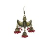 Oxidised gold jhumkas with red beads