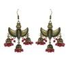 Oxidised gold jhumkas with red beads
