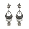 Oxidised long silver jhumkas 