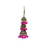 Oxidised Jhumkas with pink beads