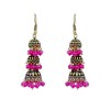 Oxidised Jhumkas with pink beads
