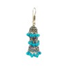Oxidised Jhumkas with light blue beads