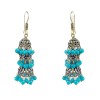 Oxidised Jhumkas with light blue beads