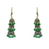 Oxidised Jhumkas with green beads