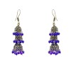Oxidised jhumkas with blue beads