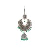 Oxidised jhumkas with green beads