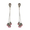 Oxidised chained jhumkas with pink beads