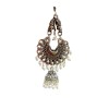 Oxidised Jhumkas with white beads