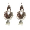 Oxidised Jhumkas with white beads