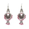 Oxidised Jhumkas with red beads