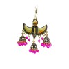Oxidised gold jhumkas with pink beads
